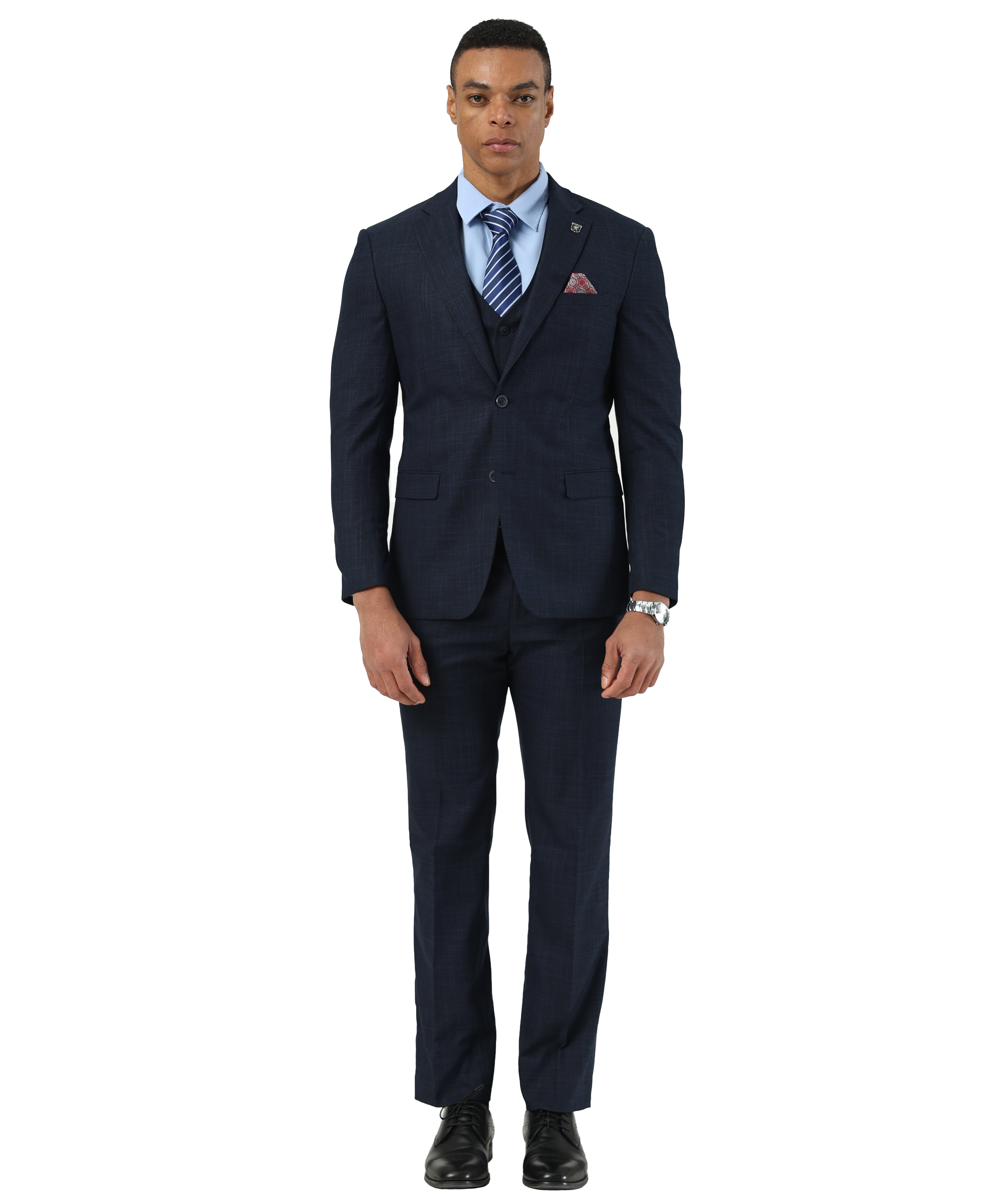 Mens Suit Crosshatch 3pc by Stacy Adams